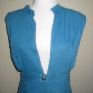 Hengsheng Jeans Light Blue Denim Open Front Mini Dress Size Small S NEW